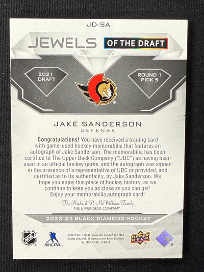Jake Sanderson #JD-SA Jewels of the Draft | 14/49