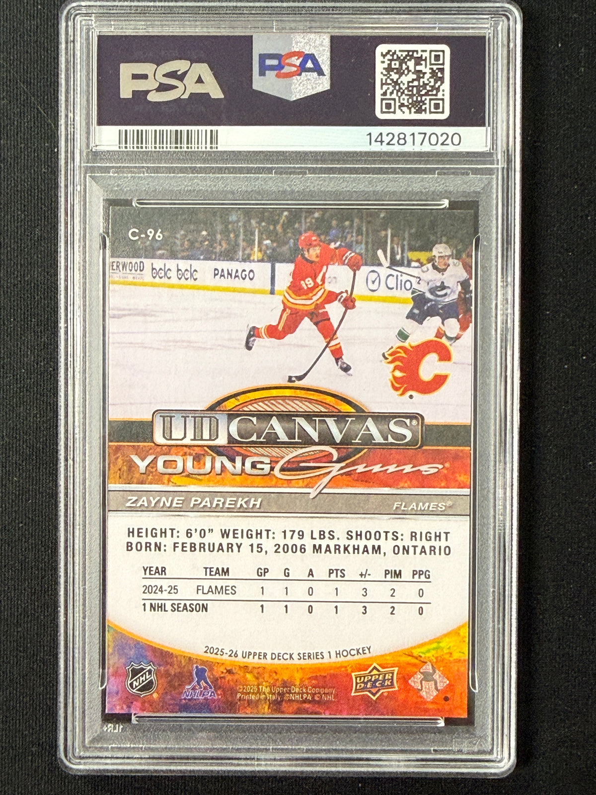 [PSA 10] Zayne Parekh #236 Young Guns UD Canvas