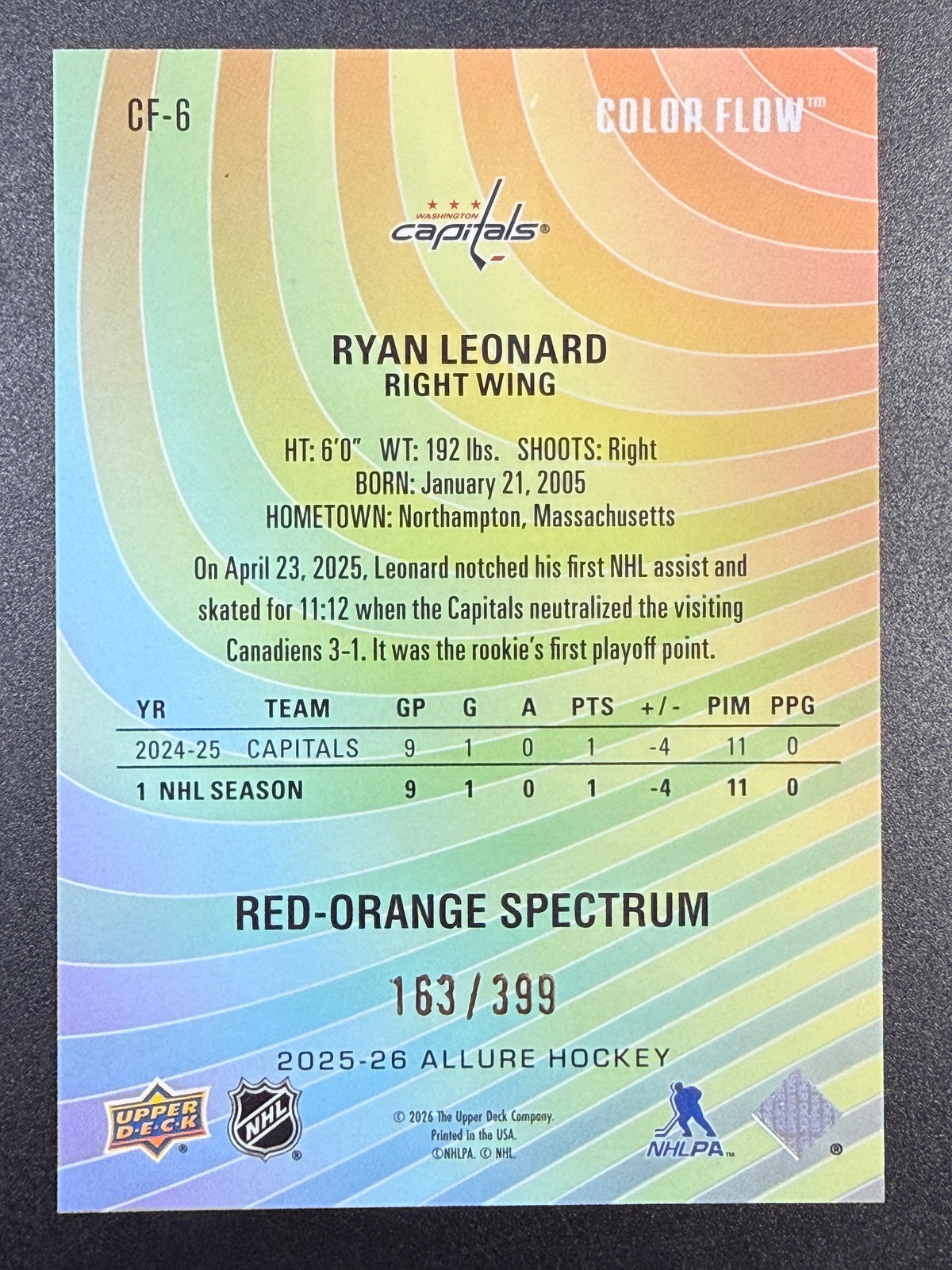 Ryan Leonard [RC] #CF-6 Colorflow [Red Orange Spectrum] /399