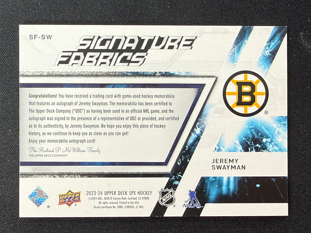 Jeremy Swayman #SF-SW Signature Fabrics /99