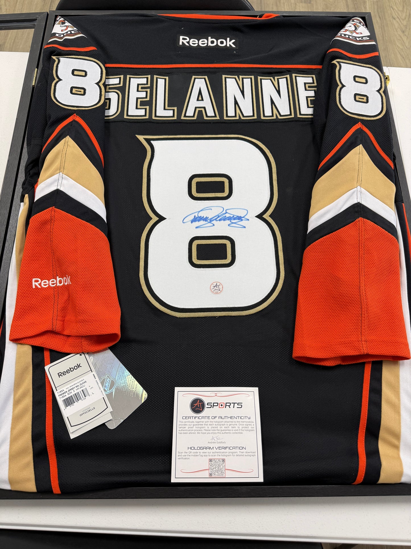Teemu Selanne Reebok Anaheim Ducks Jersey with AJ Sports COA