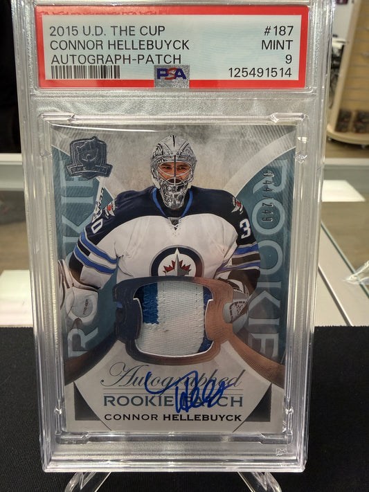 [PSA 9] 44/249 Connor Hellebuyck #187 Rookie Patch Auto