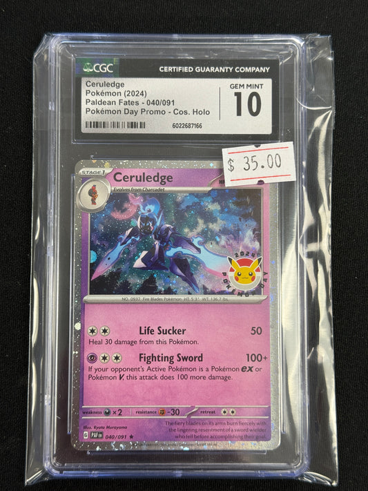 CGC GEM MT 10 Paladean Fates 040/091 Pokemon Day Promo