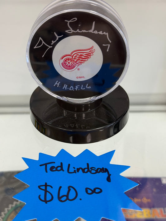 Ted Lindsay Detroit Red Wings Autographed Puck