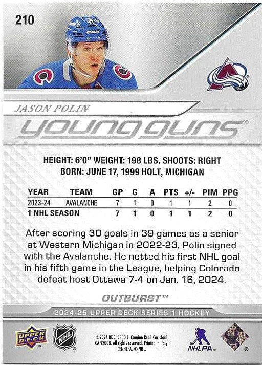 Jason Polin #210 Young Guns Outburst