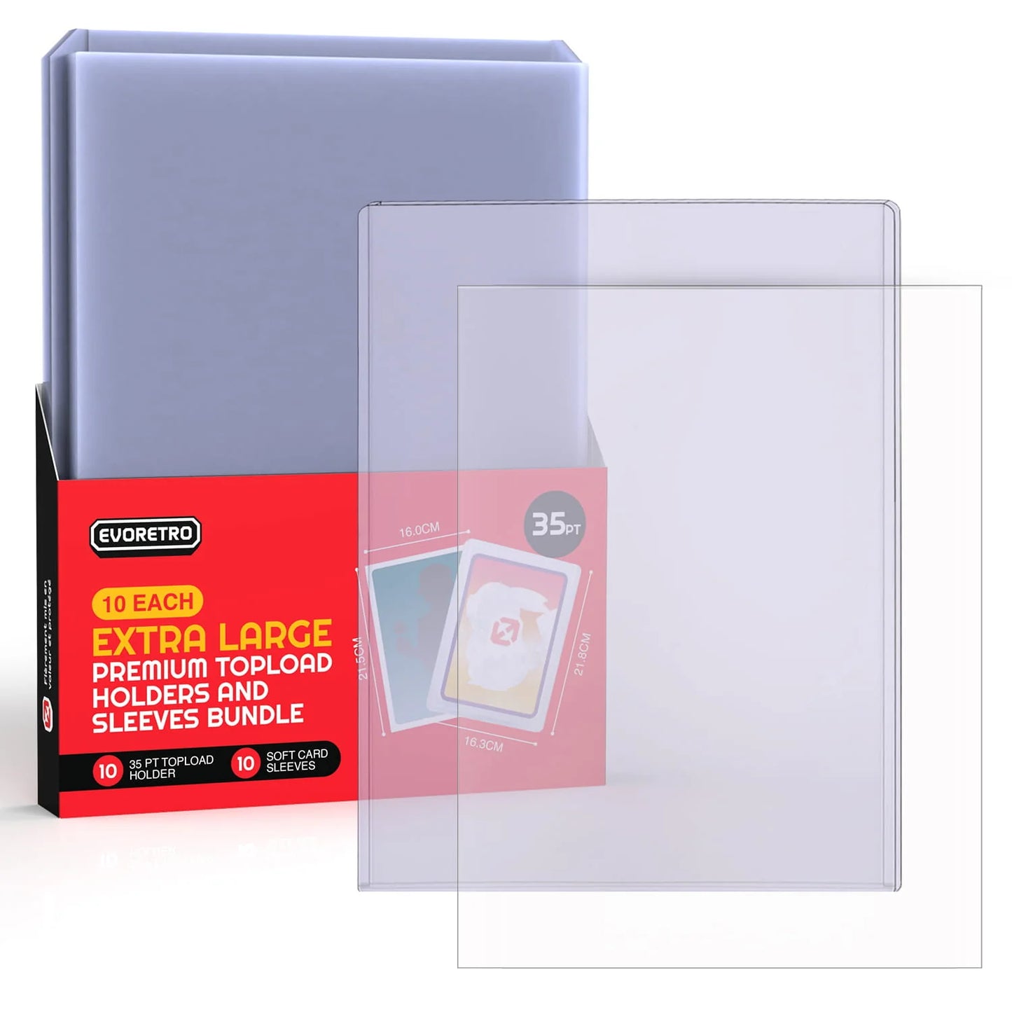 EVORETRO: Jumbo Toploader & Sleeves Bundle – 35pt (10 Toploaders + 10 Sleeves)