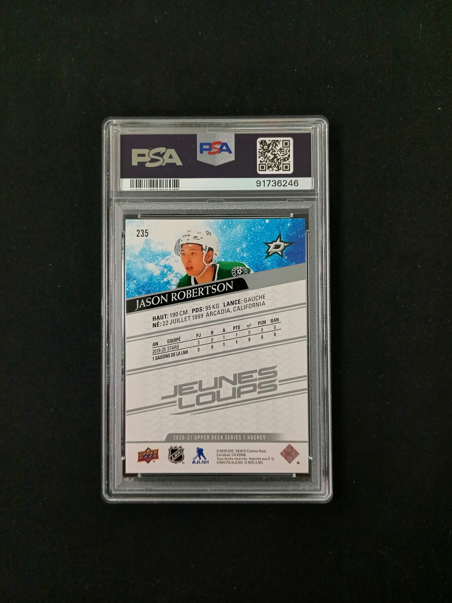 [PSA 10] Jason Robertson #235 2020-21 Upper Deck French Jeunes Loups Series 1 Hockey