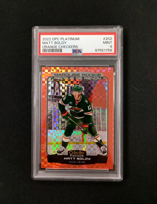 [PSA 9] Matt Boldy #202 2022 O-Pee-Chee Platinum [Orange Checkers]
