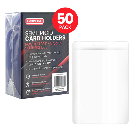 EVORETRO Semi-Rigid Card Holders - 50ct Pack