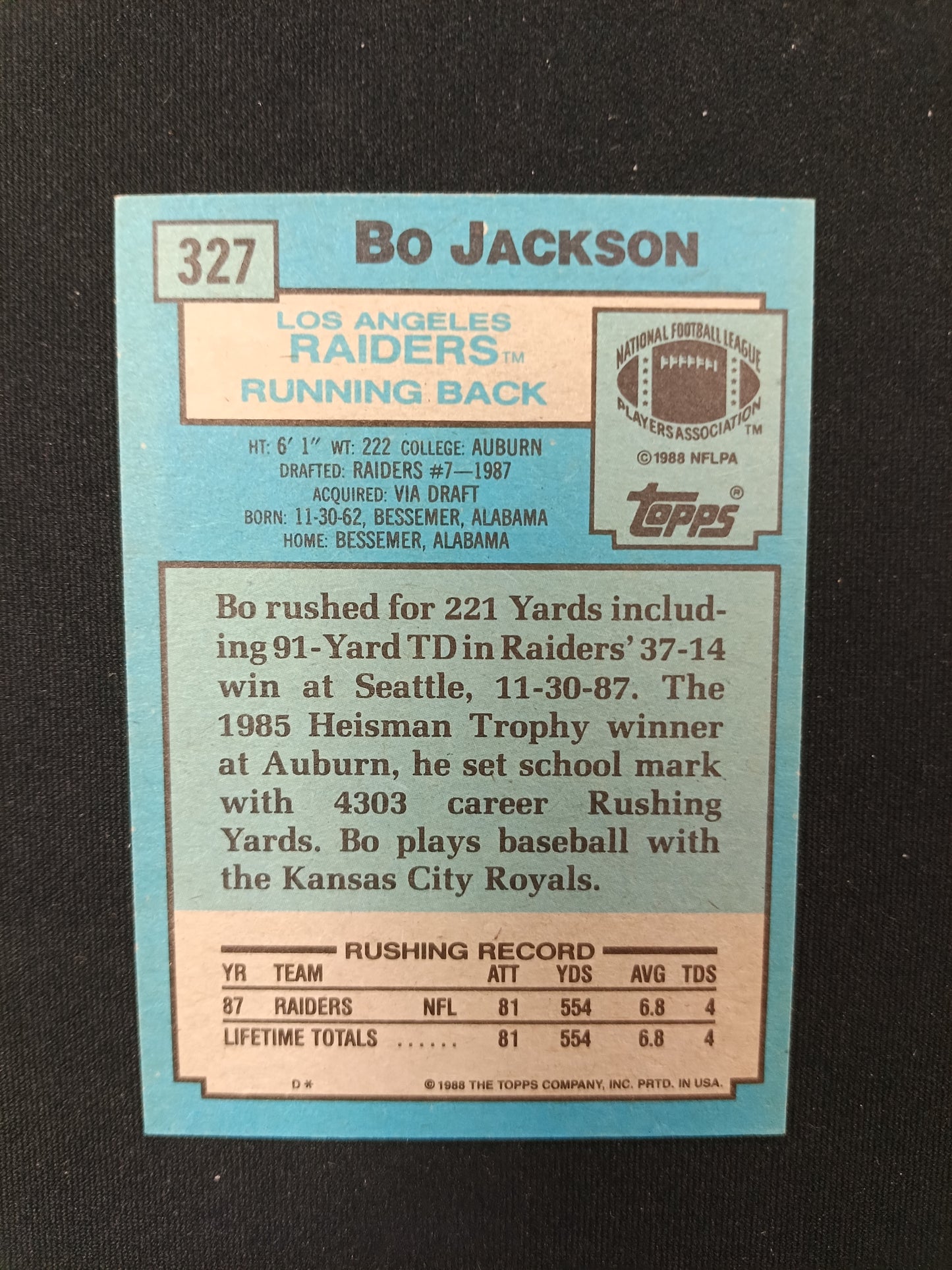 Bo Jackson #327 Super Rookie