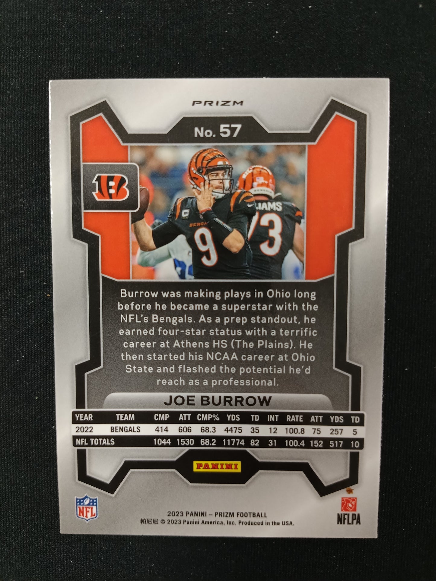 Joe Burrow #57 Prizm 2023 [Black and White Checker]