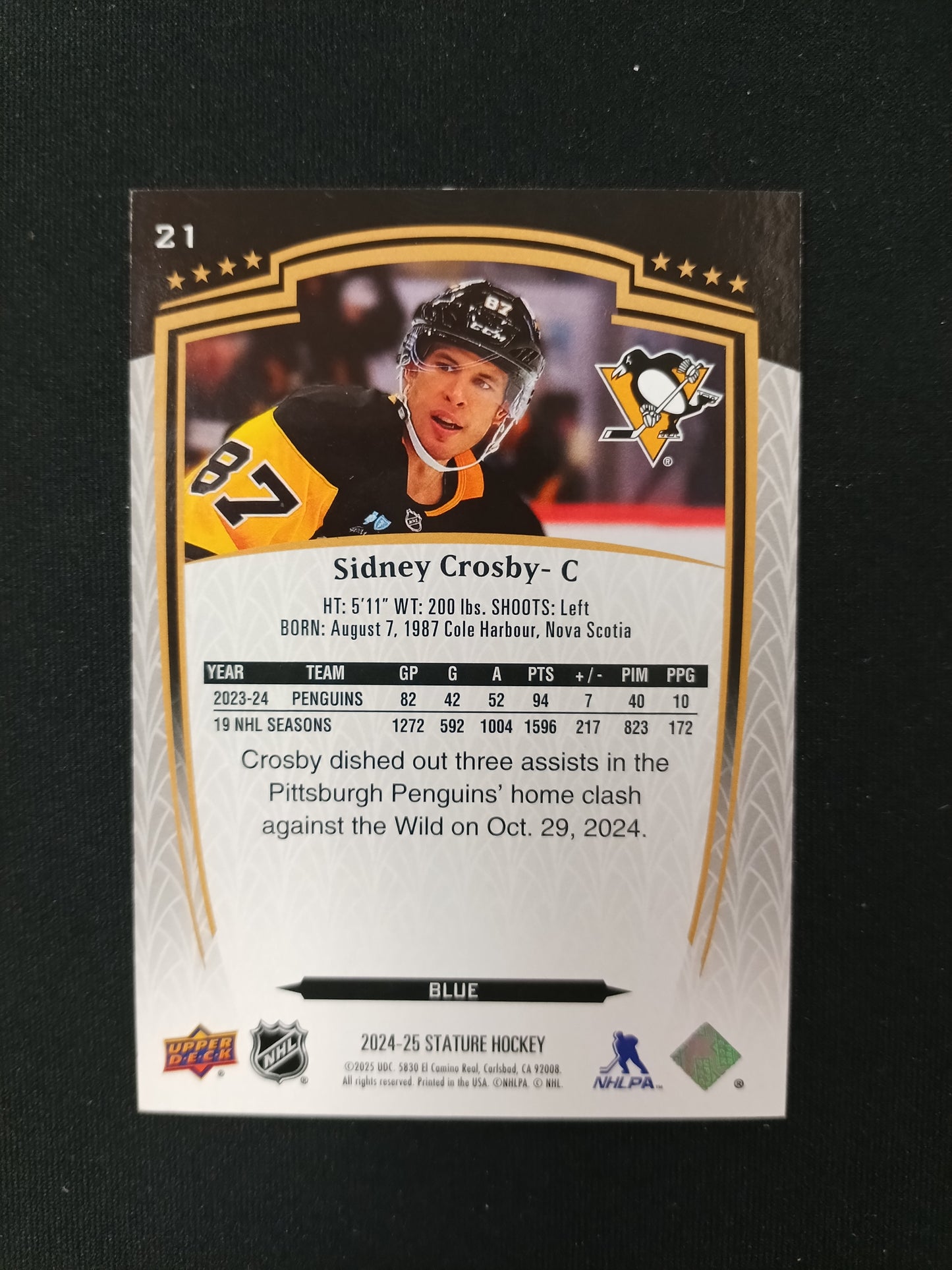 73/99 | Sidney Crosby #21 Stature 2024-25 [Blue]