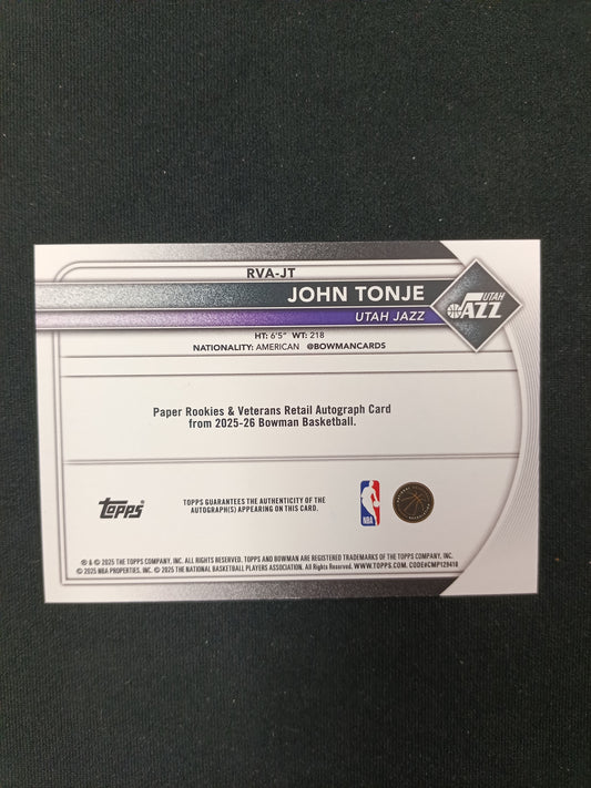 18/25 | John Tonje [RC] #RVA-JT Paper Rookies & Veterans [Auto]