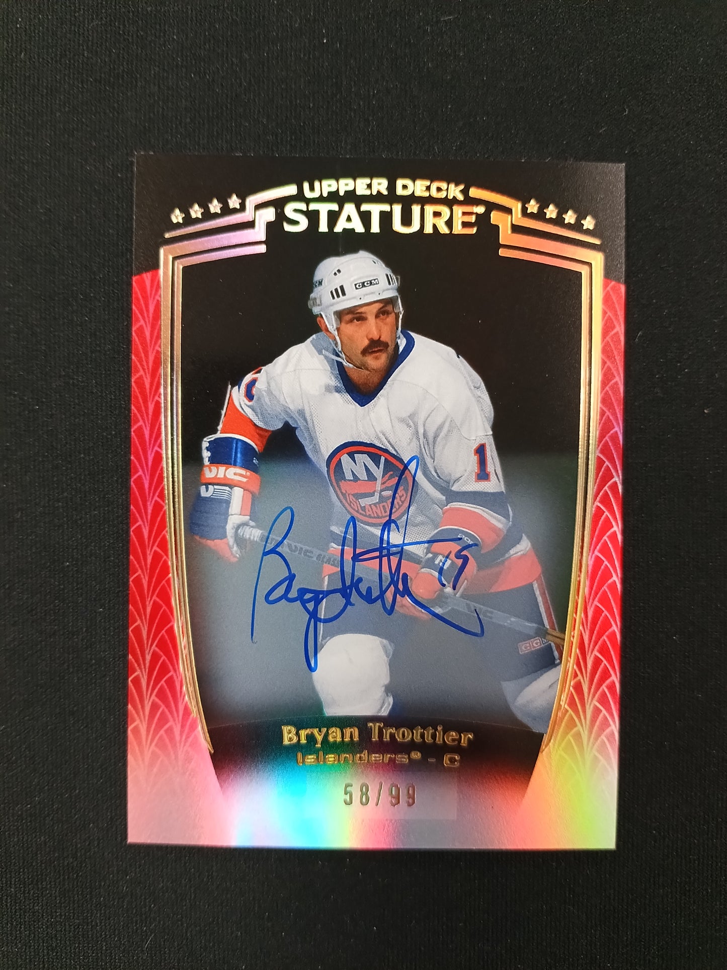 58/99 | Bryan Trottier #28 Stature [Auto Red]