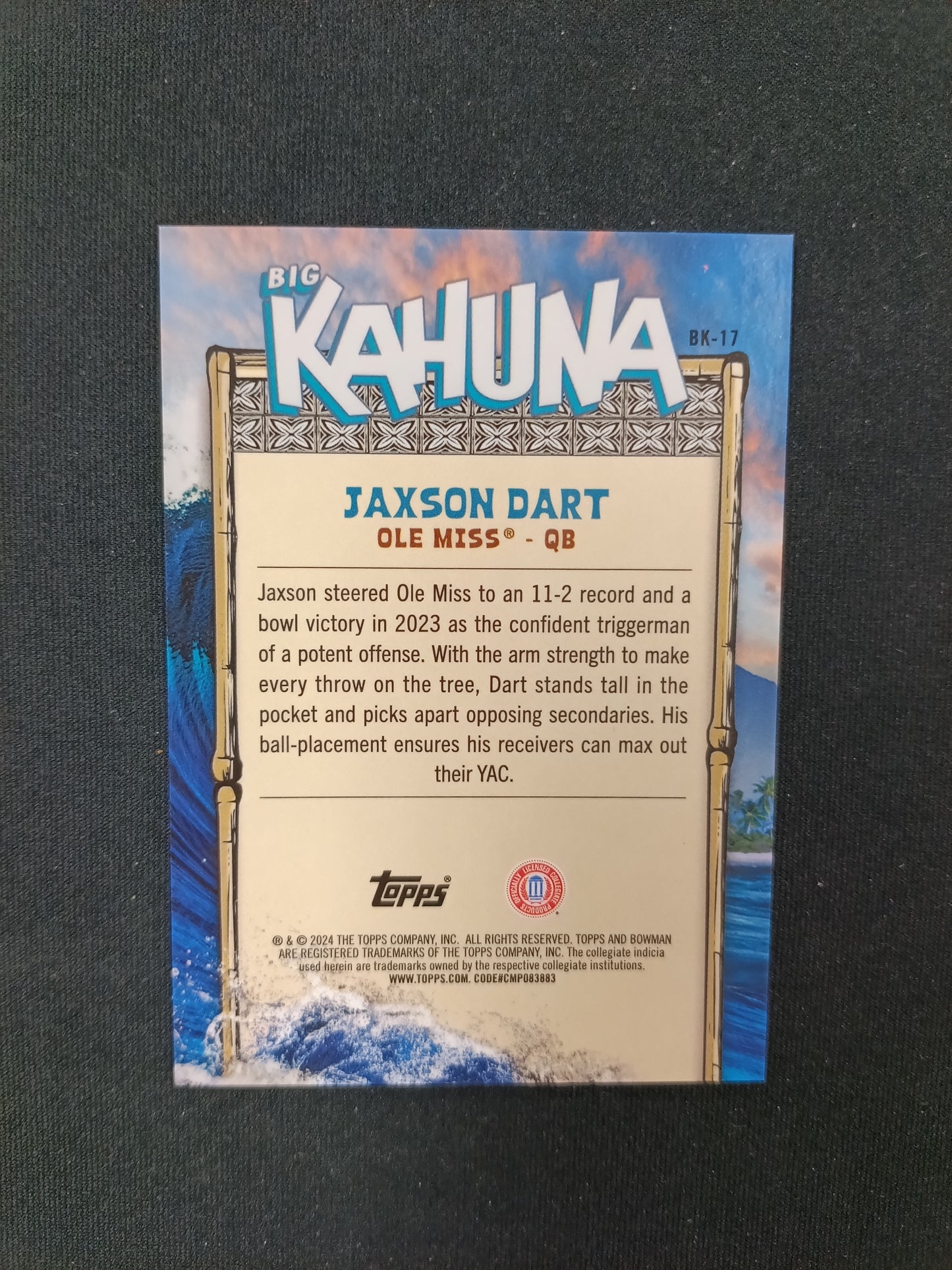Jaxson Dart #BK-17 Big Kahuna Bowman Chrome U