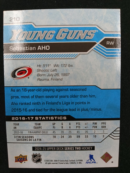 15/100 | Sebastian Aho #210 (#YGR-17) Young Guns Renewed [UD Exclusives]
