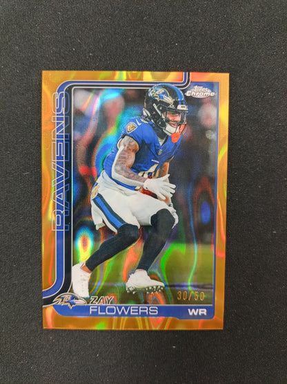 30/50 | Zay Flowers #22 Topps Chrome 2025 [Gold Wave Refractor]