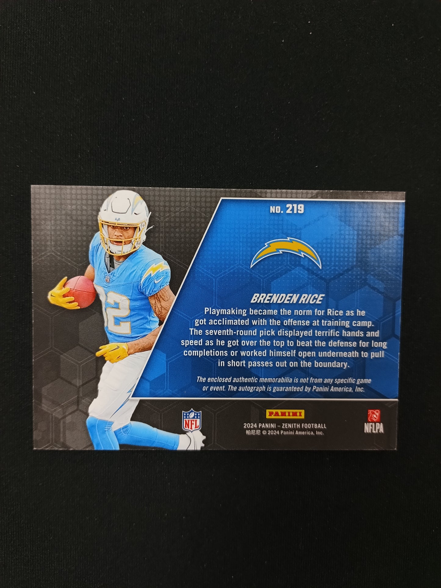 131/399 | Brenden Rice [RC] #219 Zenith Patch Auto