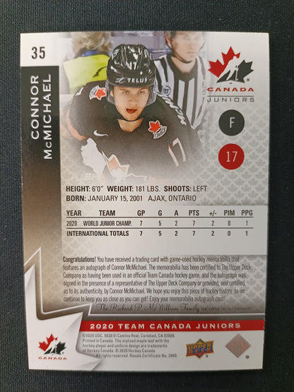 Connor McMichael 2020 Team Canada Juniors Premium Auto 89/125