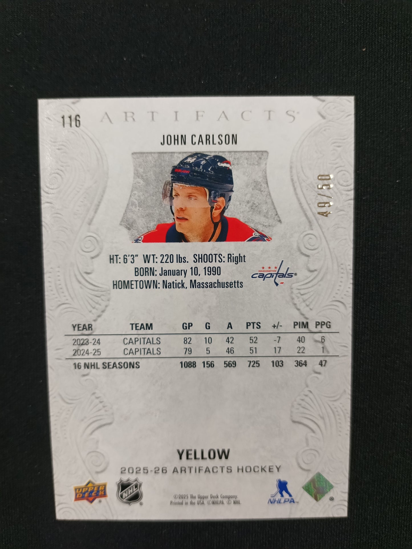 49/50 | John Carlson #116 Artifacts [Yellow]