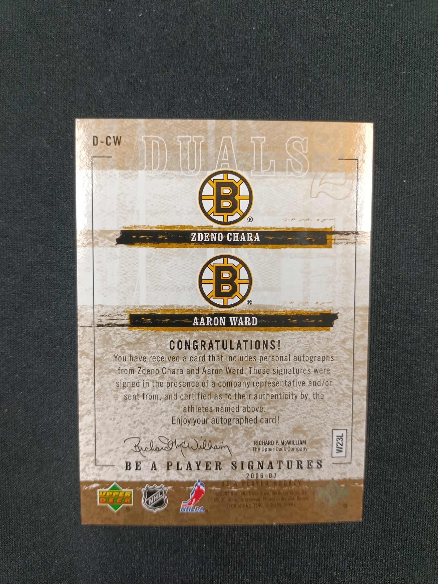 Zdeno Chara / Aaron Ward #D-CW Be a Player Signatures