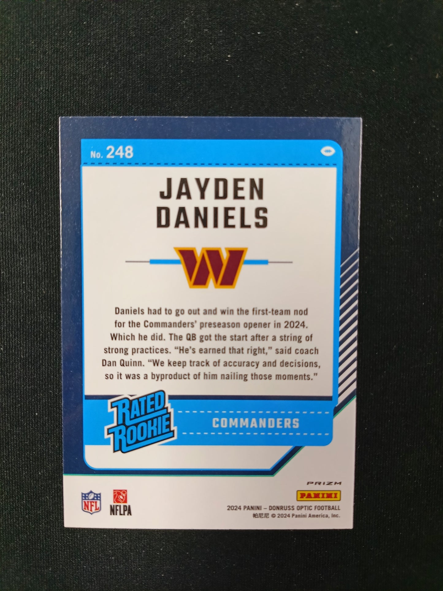 Jayden Daniels #248 Rated Rookie [Blue Hyper]