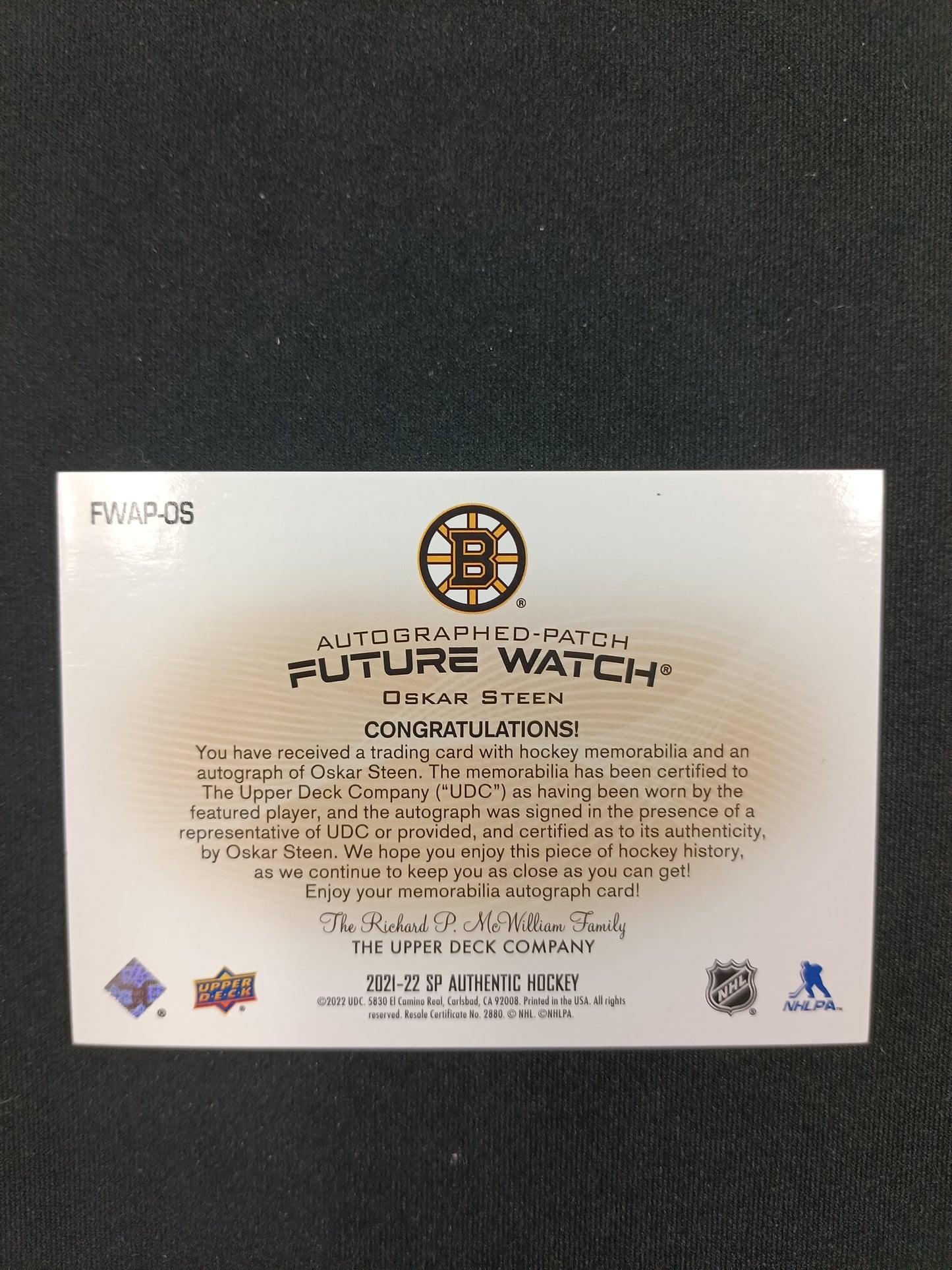 075/100 | Oskar Steen #FWAP-OS Future Watch Auto Patch