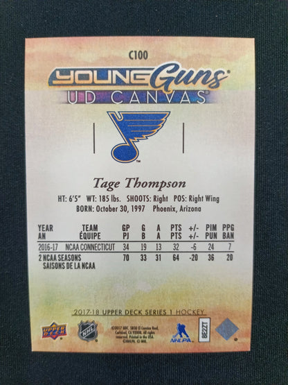 Tage Thompson 17-18 UD Series 1 Young Guns Canvas