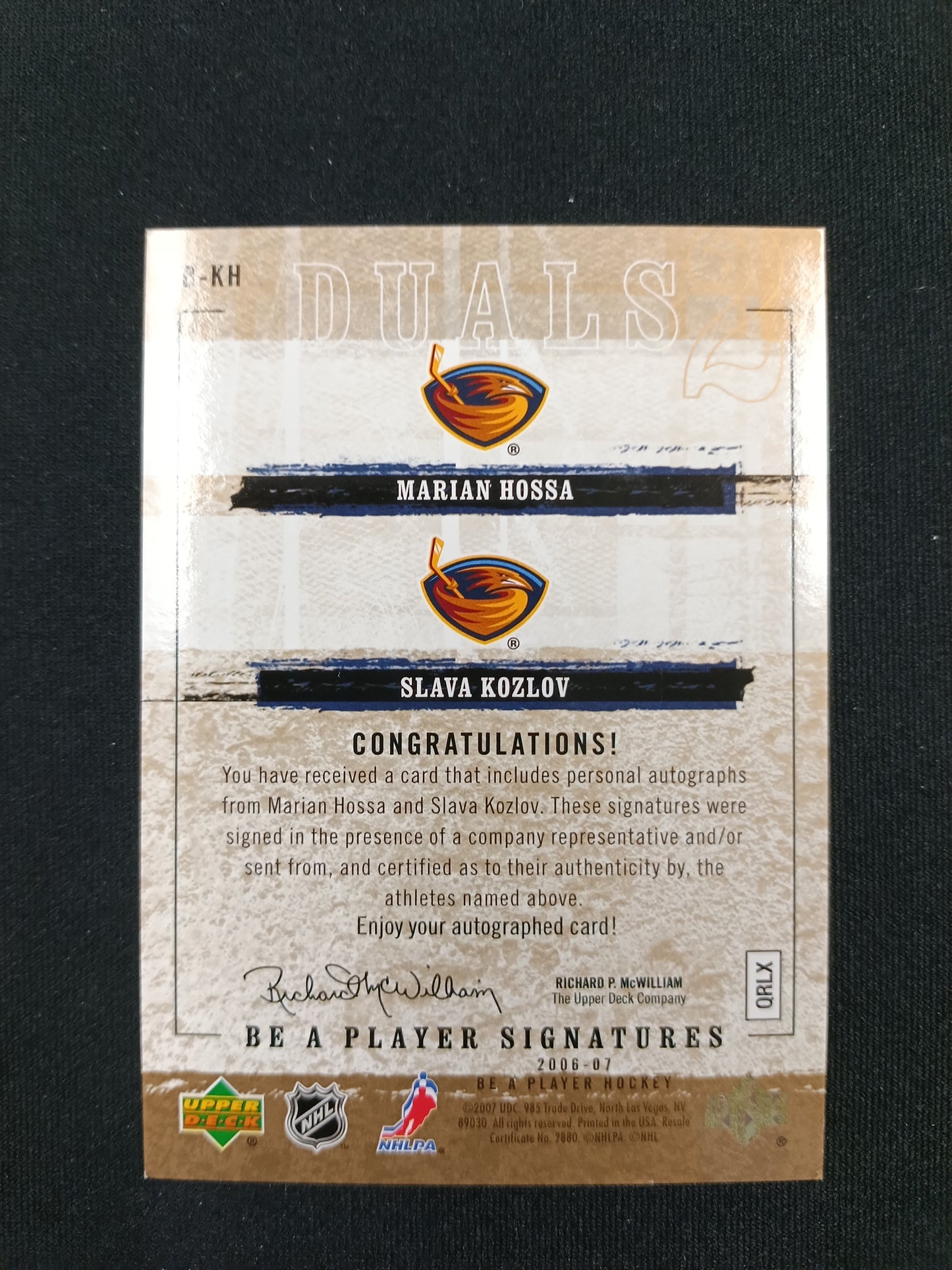 Marian Hossa / Slava Kozlov #D-KH Be a Player Signatures