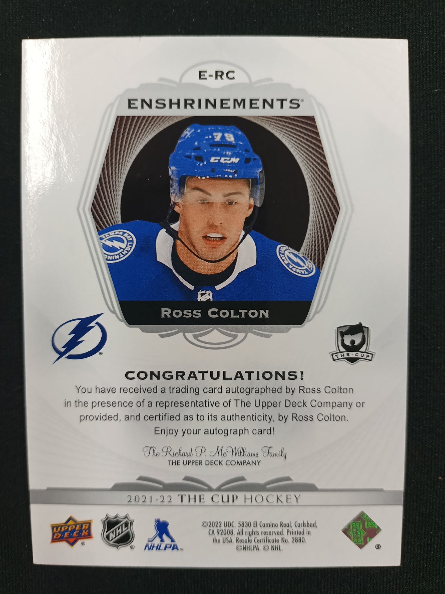 Ross Colton 21-22 The Cup Enshrinements 12/99