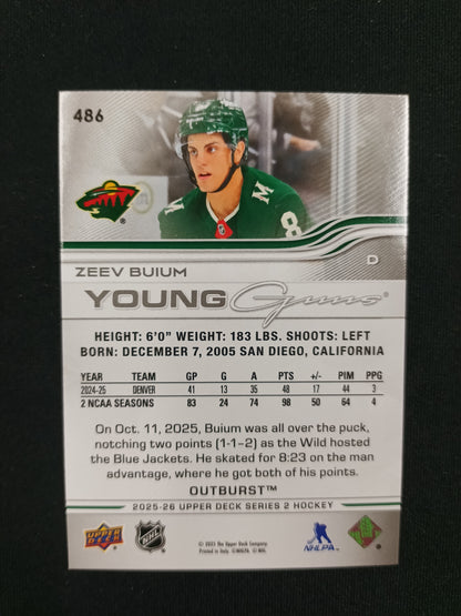 Zeev Buium #486 Young Guns [Silver Outburst]