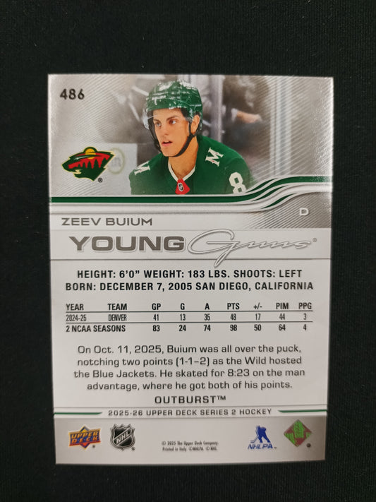 Zeev Buium #486 Young Guns [Silver Outburst]