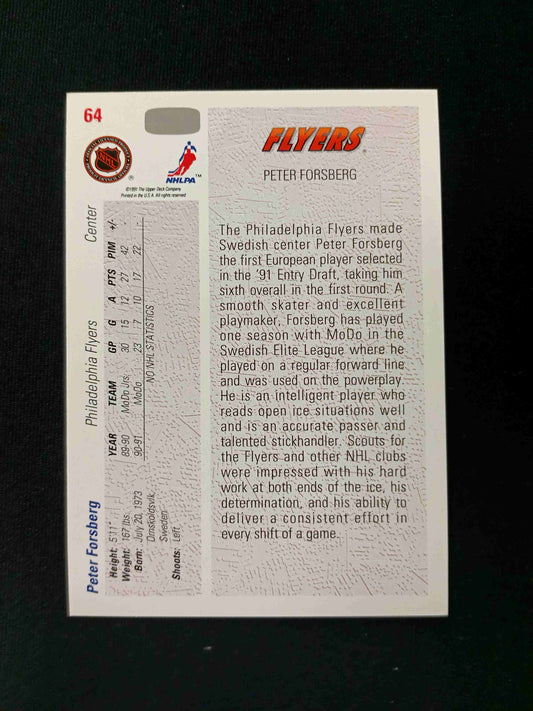 Peter Forsberg [Rookie] #64 1991 Upper Deck