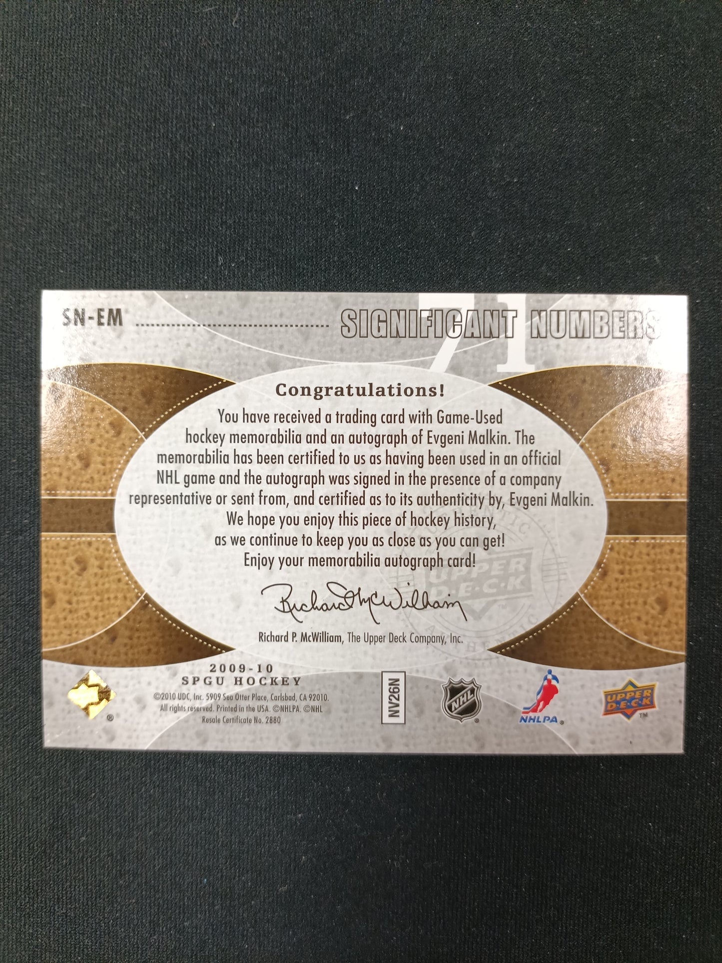33/71 | Evgeni Malkin #SN-EM Significant Numbers Auto Patch