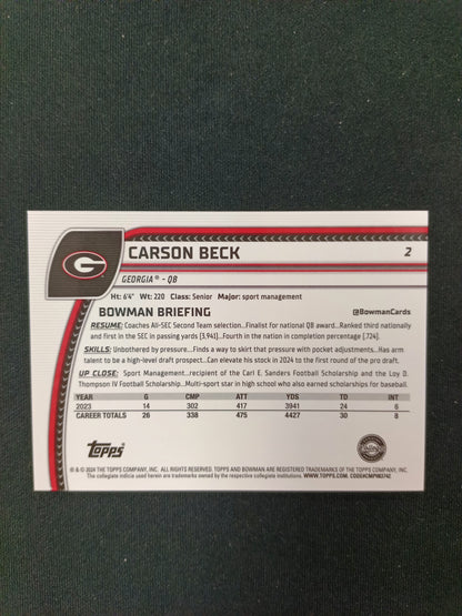 32/50 | Carson Beck #2 Bowman Chrome U