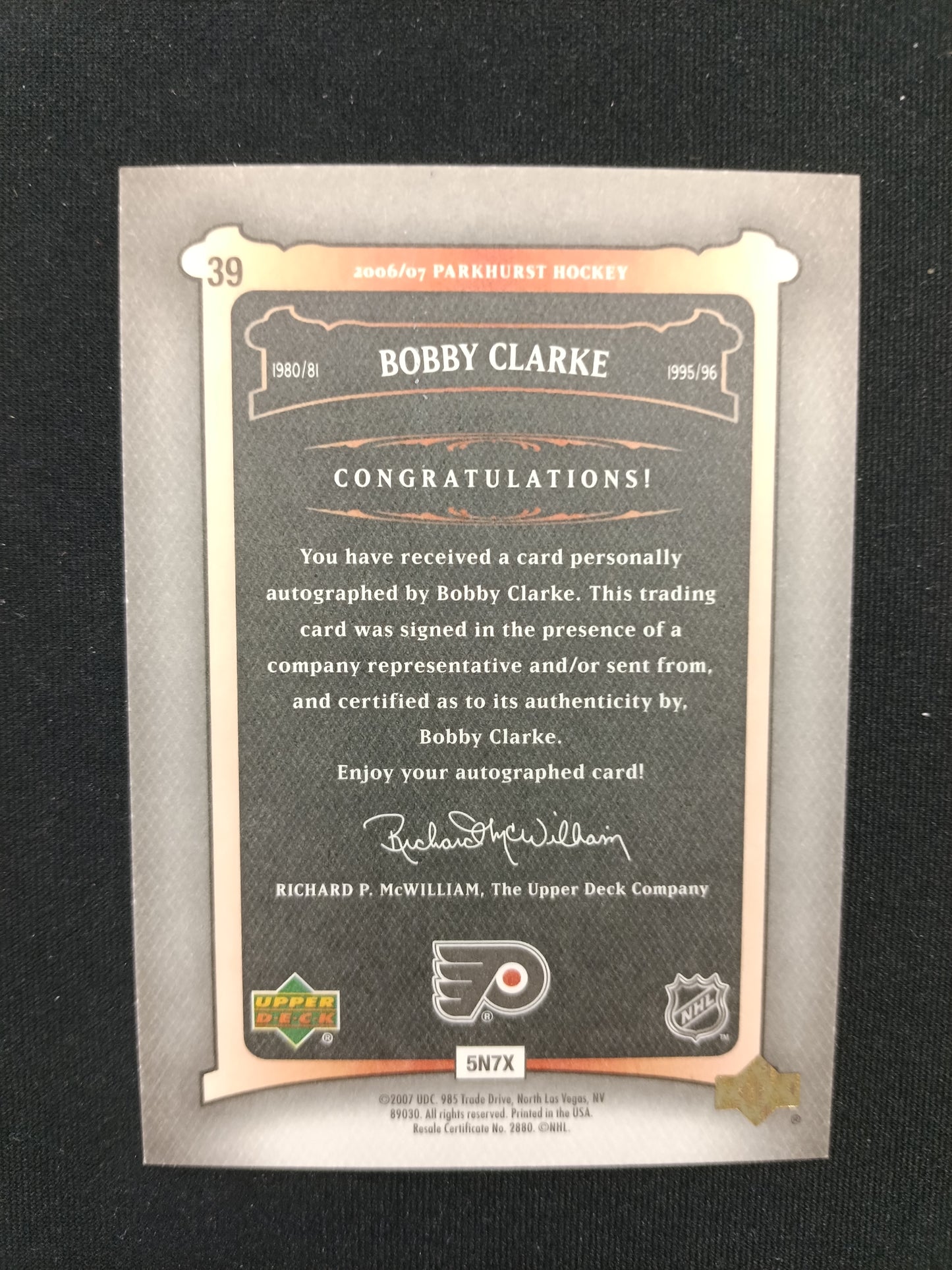 Bobby Clarke #39 Parkhurst Auto
