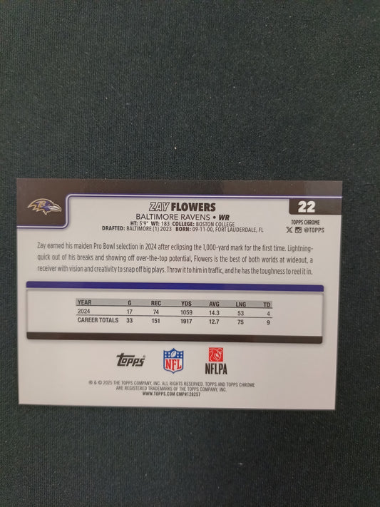 30/50 | Zay Flowers #22 Topps Chrome 2025 [Gold Wave Refractor]