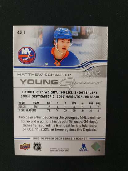 Matthew Schaefer #451 Young Guns