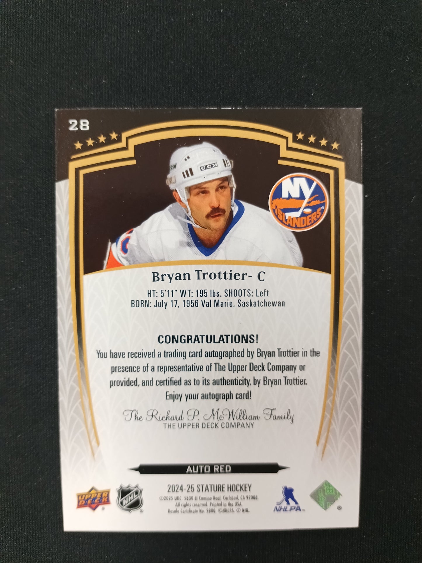 58/99 | Bryan Trottier #28 Stature [Auto Red]