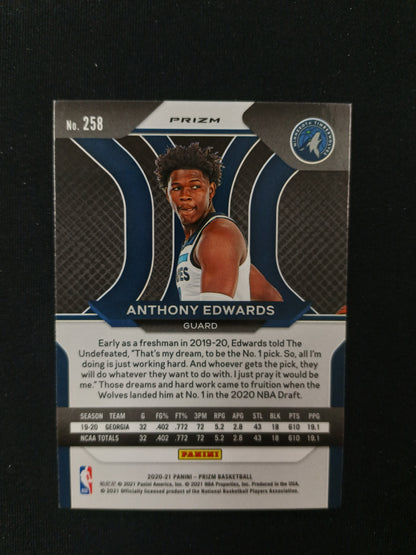 Anthony Edwards [RC] #258 Prizm 2020-21 [Silver Prizm]
