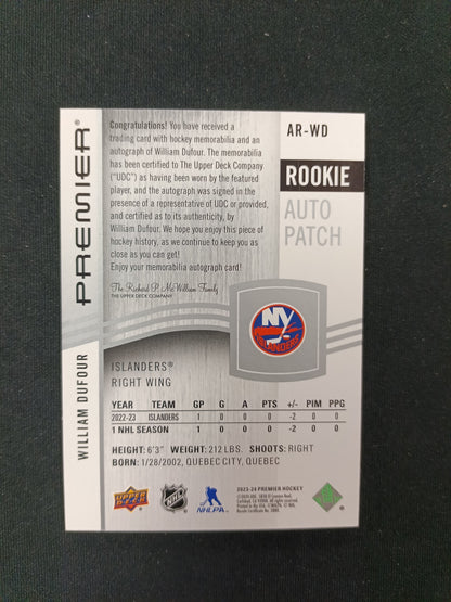 244/249 | William Dufour #AR-WD Rookie Auto Patch