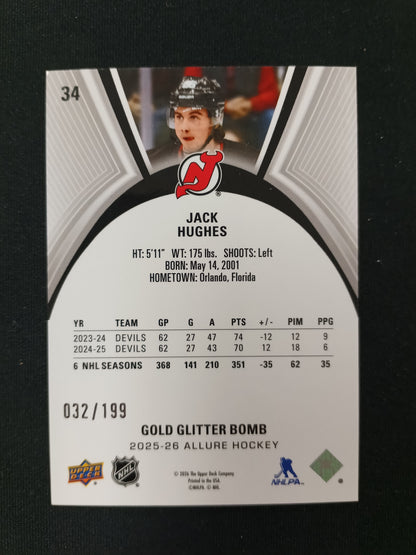 32/199 | Jack Hughes #34 Allure [Gold Glitter Bomb]