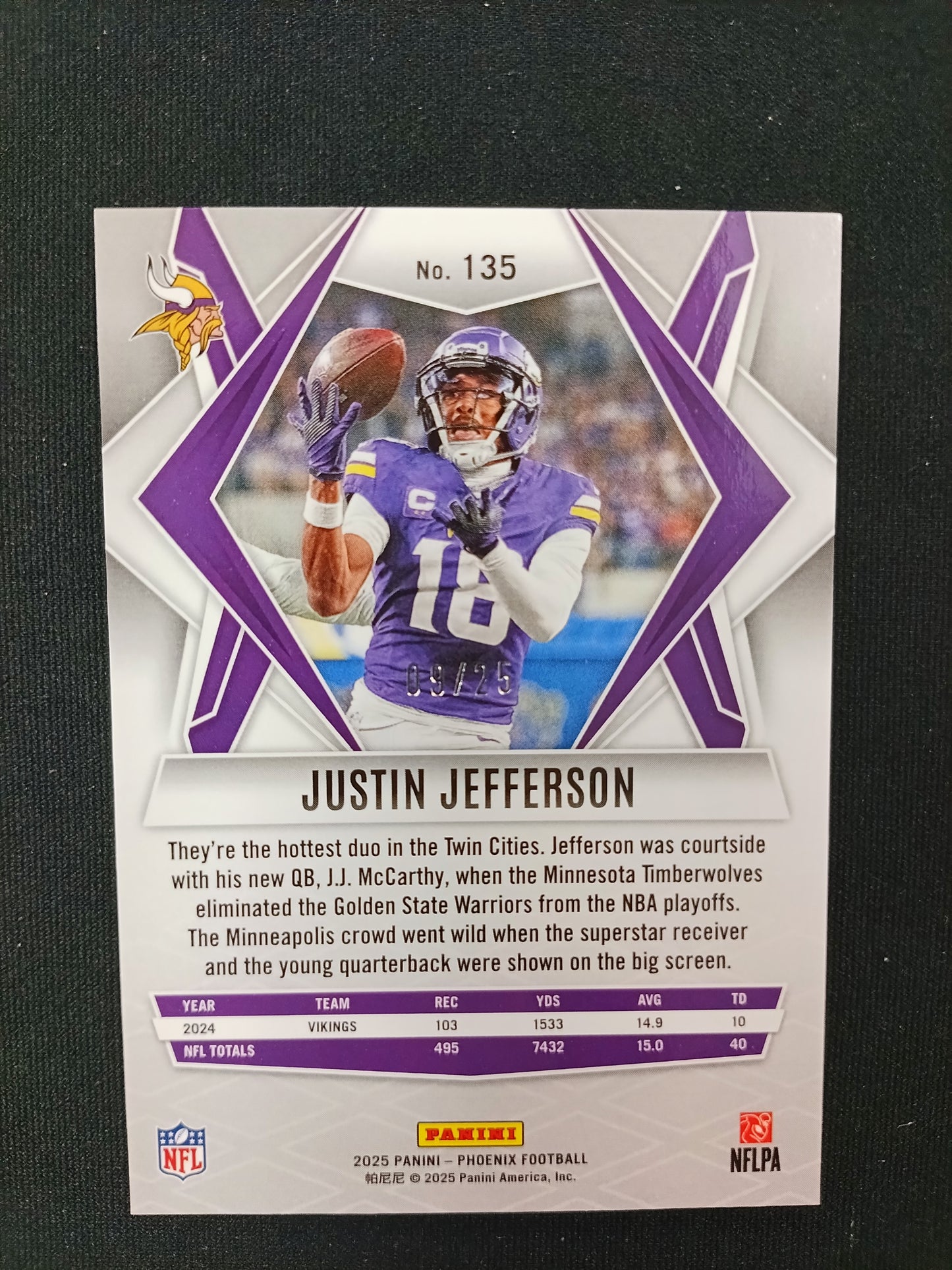 09/25 | Justin Jefferson #135 Phoenix 2025 [Ash Mojo]
