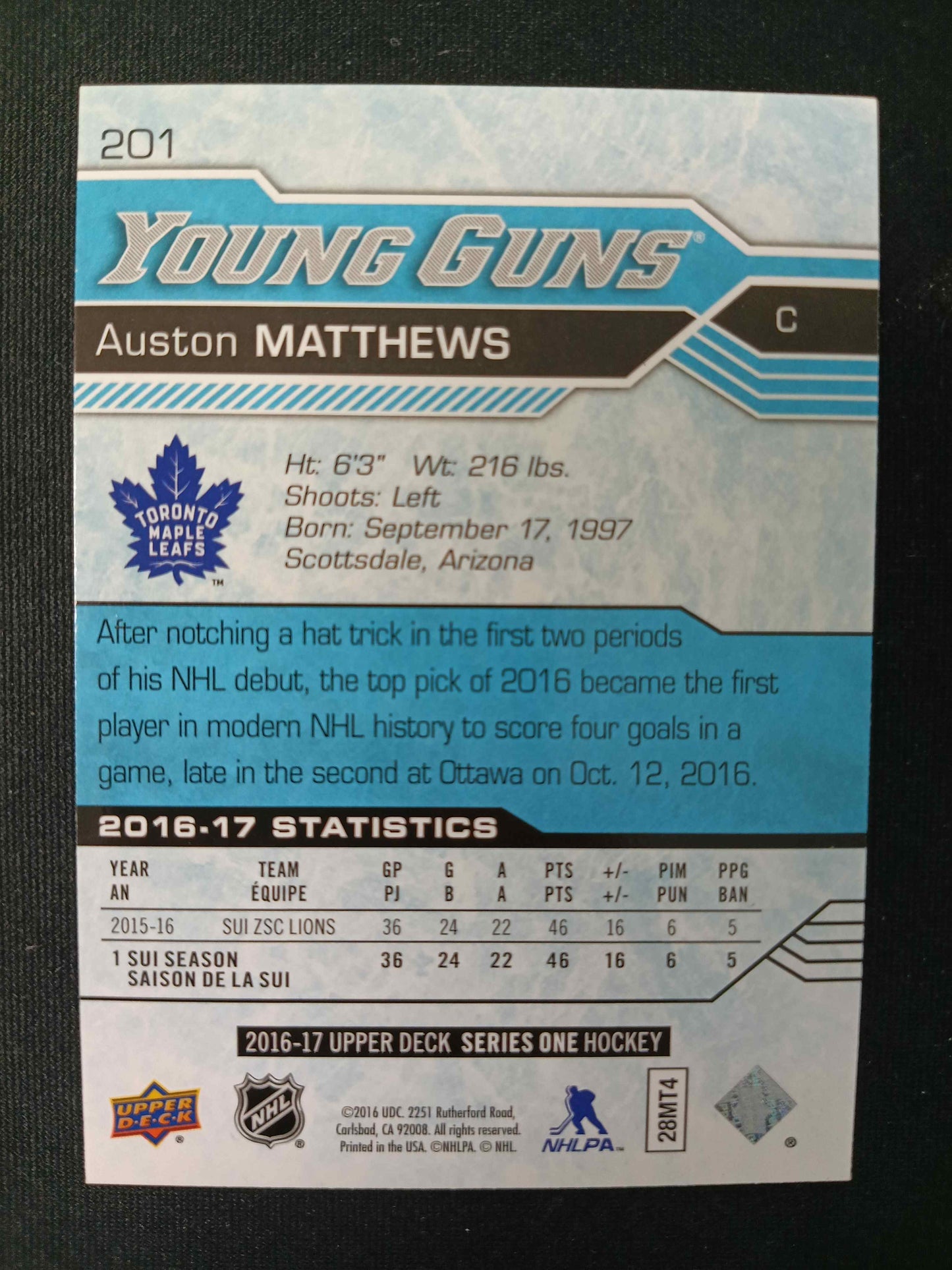 Auston Matthews #201 Young Guns