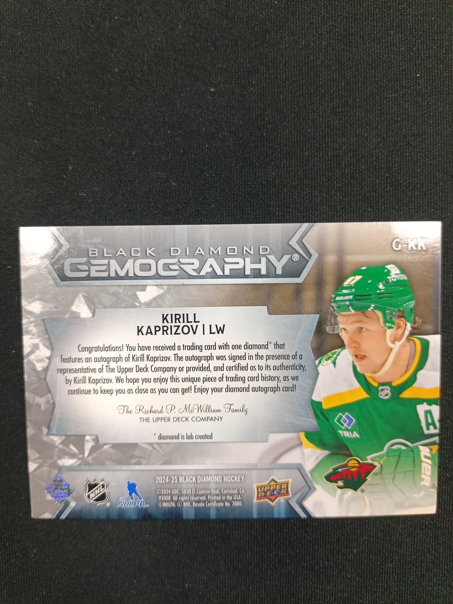Kirill Kaprizov 24-25 Black Diamond Hockey Gemography 6/25