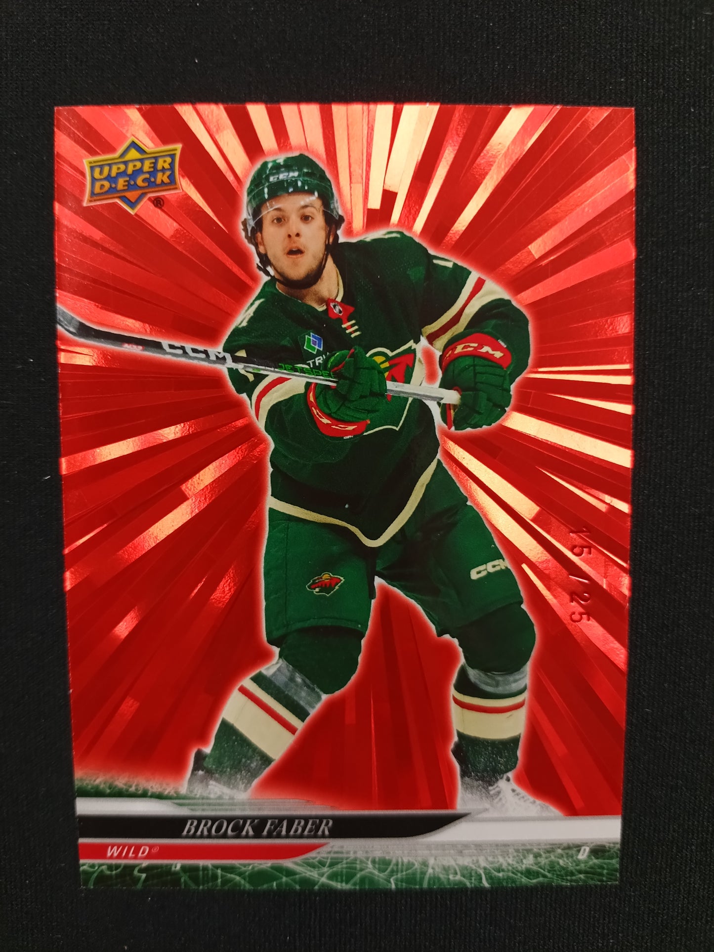 Brock Faber 24-25 UD Series 1 Hockey Red Outburst 15/25
