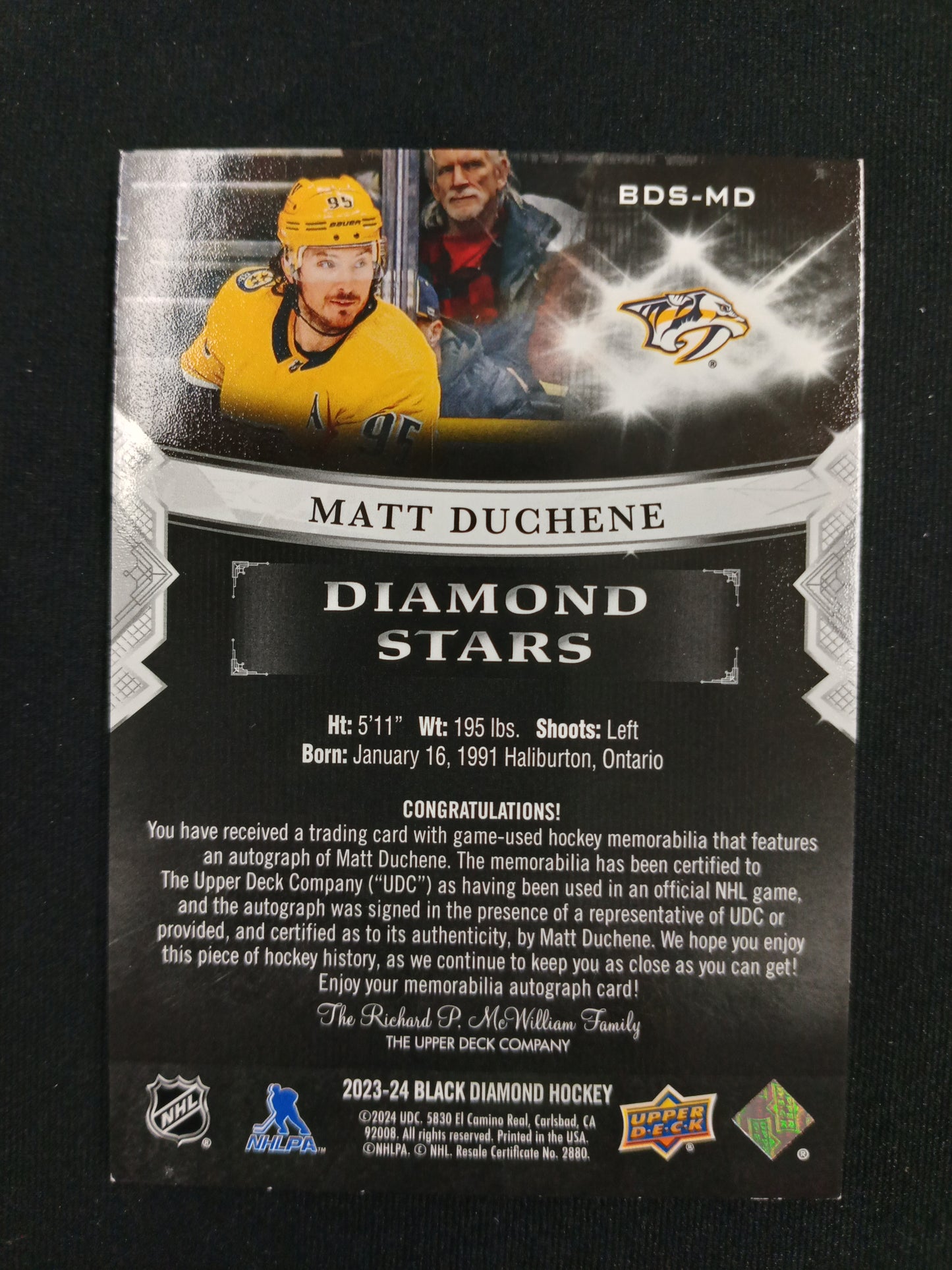 25/25 | Matt Duchene #BDS-MD Diamond Stars Auto Patch